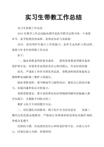 实习生带教工作总结