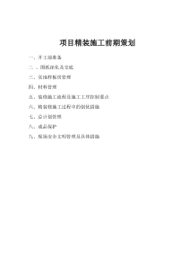 项目精装前期策划