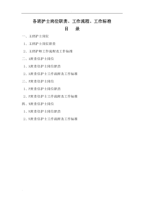 各班护士岗位职责工作流程工作标准
