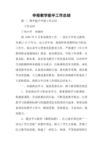 申报教学能手工作总结