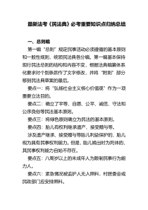 最新法考《民法典》必考重要知识点归纳总结