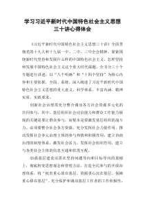 学习习近平新时代中国特色社会主义思想三十讲心得体会-