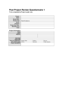 Post project Review Questionnaire调查问卷 英文版