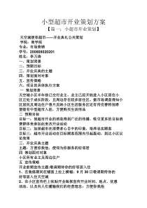 小型超市开业策划方案