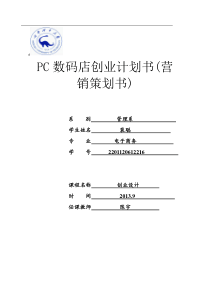 PC数码店创业计划书