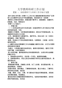 大学教师科研工作计划