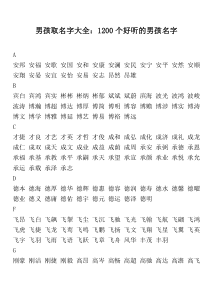 好听的男孩名字大全