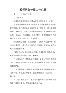 教师队伍建设工作总结
