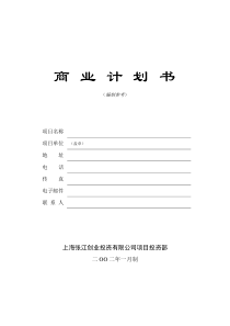 上海张江投资创业商业计划书模板