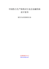 中国热力生产和供应行业企业融资商业计划书