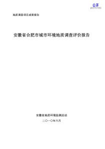 安徽省合肥市城市环境地质调查评价报告
