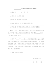 公司注销决议(模板)