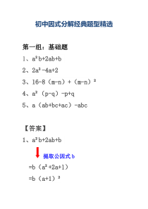 初中因式分解经典题型(含详细答案)