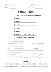 中小企业实施ERP的策略研究-毕业论文