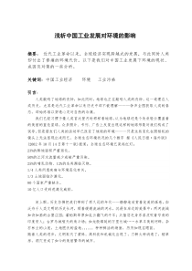 浅谈中国工业发展对环境的影响
