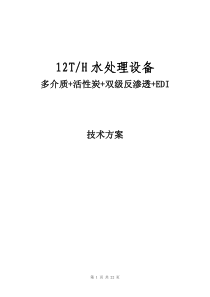 12吨双级反渗透+EDI超纯水设计方案