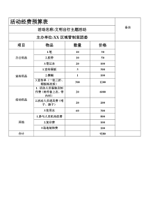 活动经费预算表