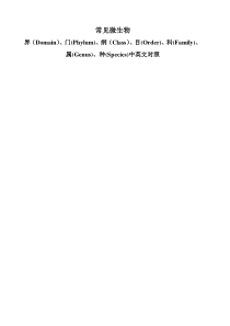 常见微生物的界-门-纲-目-科-属-种中英文对照