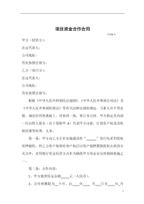 项目资金合作合同范本