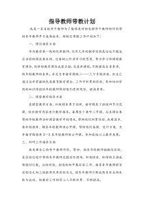 【指导计划】指导教师带教计划