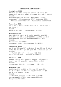 湘少版三年级上册英语总复习