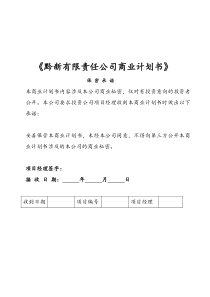 商业计划书-黔新有限责任公司