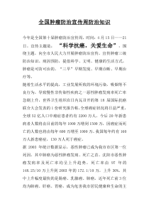 全国肿瘤防治宣传周防治知识
