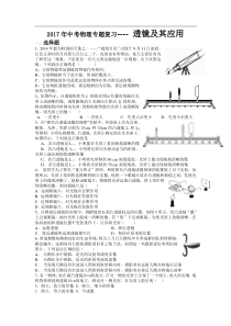 中考物理专题复习：凸透镜成像练习题