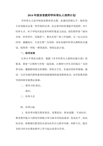 体育教师学科带头人培养计划