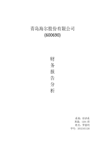 海尔公司财务报表分析