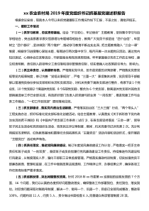 xx农业农村局XX年度党组织书记抓基层党建述职报告