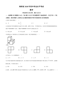 2020年海南省中考数学试题及答案