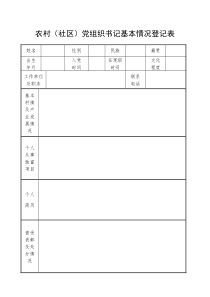 农村(社区)党组织书记基本情况登记表