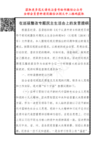 在巡视整改专题民主生活会上的发言提纲
