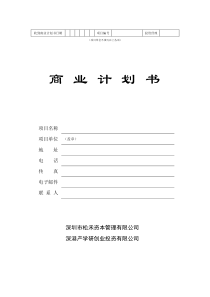 商业计划书经典模板