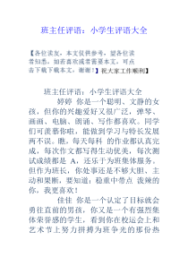 班主任评语小学生评语大全