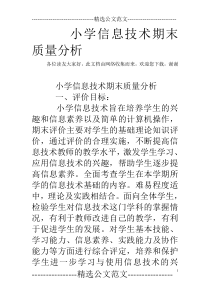 小学信息技术期末质量分析