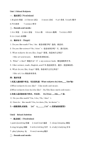 开心学英语四年级(上册)每课重点句型