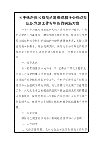 关于选派非公有制经济组织和社会组织党组织党建工作指导员的实施方案