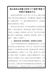 湖北省林业局着力坚持六个破除增强六种意识提高执行力