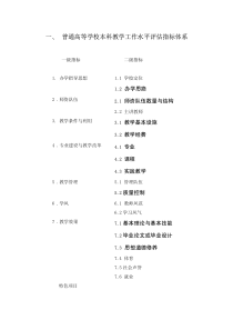 普通高校本科教学工作水平评估指标体系