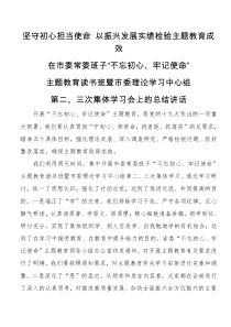在市委常委班子不忘初心牢记使命主题教育读书班暨市委理论学习中心组第二三次集体学习会上的总结讲话