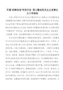 开展四察四治专项行动深入整治形式主义官僚主义报告
