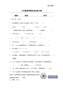 人教版小学六年级数学上册综合练习题-答案