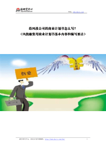 怎样写风投融资用商业计划书(范文详解举例说明)