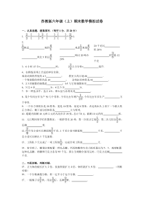 苏教版数学六年级上学期期末测试卷完整答案10
