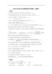 20192020年上海市闵行中学高一数学上期中