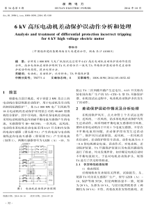 6kV高压电动机差动保护误动作分析和处理