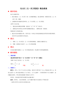北师大版八年级数学上册《认识二元一次方程组》精品教案1