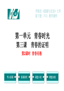 部编版2019七年级下册道德与法治第一单元青春时光第三课青春的证明教学课件13第2课时青春有格